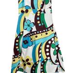 Y2K Hippie Print Strapless Dress Sz 12 Mini Midi Funky Retro Blue Photo 0