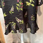 Victoria's Secret  Black Satin Robe with Pink and Green Floral Photo 7