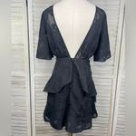 Honey Belle Black Embroidered Floral Mini Dress Tiered Hem-Small Photo 2