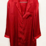 Valerie Stevens  Small Red Button Down Night Shirt Pajama Sleep Photo 0