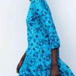 ZARA  FLORAL PRINT MINI DRESS Flounced Hem Blue Size S New Photo 7