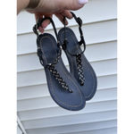 Audrey Brooke Audrey Brook women’s flat leather woven thong sandals braided black Sz 7 Photo 1