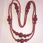 60” Long Deep Burnt Orange/Red Boho Beaded Retro Vintage Necklace Photo 6
