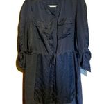 Gerard Darel  Womens Size 42 Gray Printed Button Up Cinched Drawstring Tunic Top Photo 0