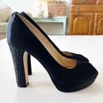 Michael Kors Michael Black Satin Peep Toe Platform Heels Size 8 Pleasers Studded Photo 12