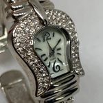 Avon Belt Buckle case shaped watch 23mm silver tone rhinestones 6.5” running Photo 2