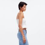 Madewell Smocked Button Front Top In Poplin Crop Spaghetti Strap White XL NWT Photo 2