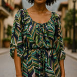 Molly Bracken Tropical Print Midi Dress Photo 0