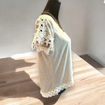 Takara Size Medium Beige High Low Top Crochet Accent Linen Blend juniors Photo 3