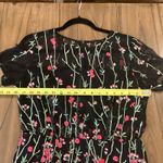 VONE Black Pink lace brocade Short sleeve embroidered Floral Arlan Midi Dress 12 Photo 5