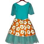 HANDMADE Turquoise Tutu Dress Costume Orange Skirt Floral Anthurium Flowers Photo 3
