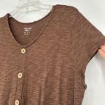 D & Co Naturals Midi Shirt Dress Brown Linen Blend Button Front Casual Size L Size L Photo 2
