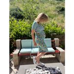 Yumi Kim Blue Floral Printed Mini Short Sleeve Scoop Maternity Dress sz S Photo 1