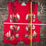 Victoria Jones Vintage Women’s Size L Red Green Bead Embellished Candles Vest Size L Photo 6