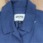 Kasper  Navy Blue Floral Eyelet Linen Blazer Size 6P Photo 4