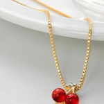 Gold Cherry Pendant Necklace Photo 0