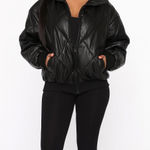 Ci Sono Outerwear Black Quilted Faux Leather Puffer Jacket Plus Size 1X Photo 0
