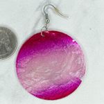 Pink Ombre Floral Lace Mother of Pearl Shell Dangle Earrings Pierced Pair Photo 3