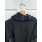 Philosophy  Jacket Size XS Black Draped Open Front Faux Fur Collar Knit Chic Photo 4