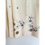 Vintage Cream Winter Floral Embroidered Cardigan Sweater Size S Green Photo 3