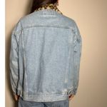 Forever 21  Denim Jacket Cheetah Fur Hood Size Medium Photo 6