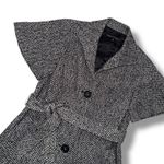 Lafayette 148 Houndstooth Wool Blend Short Sleeve Belted Jacket Coat Black Photo 1