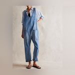 Free People NWT We The Free High Roller Jumpsuit - Kansas light blue - large Photo 4
