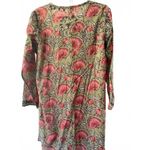 Raj Embroidered Long Sleeve Floral Print Tunic/Dress Green Size L Photo 1