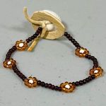 Daisy Brown  Flower Floral Beaded Seashell Handmade Bracelet Jewelry — Children’s Size - Length: 4.5 in. 🤎✨ Photo 1