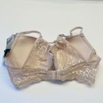 Kathy Ireland  Push-Up Bra Racerback‎ Underwire Size 36D Lurex Lace Beige NEW Photo 4