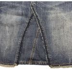 Mudd Vintage 90s Y2K  Denim Jean‎ Mini Skirt Size 13 Raw Hem Fading Photo 2