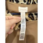 Chico's  Jacket Tan Brown Faux Fur Collar Buttons 3/4 Sleeves Sz 2 or large Photo 3