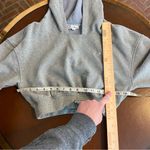 For Love & Lemons ‎ Josie Cropped Fleece Lined Hoodie Size Small Embroidered Gray Photo 6
