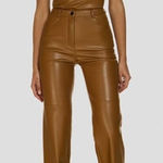 NEW Cultnaked Killa Choco Brown Vegan Faux Leather High‎ Rise Straight Pants XS Photo 0