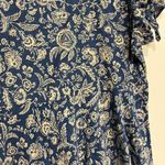 CHAPS Ralph Lauren Dress Maxi Blue Tan Floral Short Sleeve Cotton Plus Size 3X Photo 4