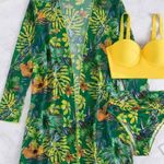 Etsy 3pc tropical swimsuit longline corset like top with high hip high waisted Photo 4