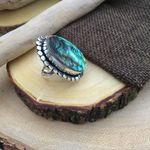 Abalone Sterling Silver Ring Size 7 Green Photo 1