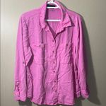 Sanctuary  large Vibrant hot Pink Collared button down lyocell Shirt pocket Photo 0