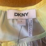 DKNY NWT Blouse Large Pastel Yellow Green Blue Puff Short Sleeve Lightweight Photo 1