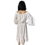 White cottagecore prairie midi on off shoulders dress big sleeves medium Photo 3