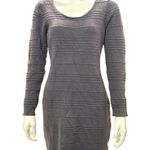 Allison Brittney Small Gray Textured Knit Long Sleeve Dress Soft Glam Open Back Photo 1