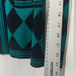 Adolfo Vintage  Green Black Cardigan L Harlequin‎ Diamond Sweater Zip Front Wool Photo 5