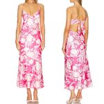 Bardot  Malinda Slip Dress Pink Abstract Back Tie Pink White Sz XL US 10 Photo 1