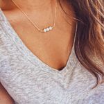 Dainty Marble Necklace Gold Photo 0