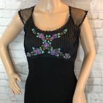 Tracy Reese  Vintage Y2K Little Black Dress With Floral Appliquéd Front Size 4 Photo 1