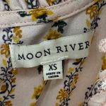 Moon River XS Floral Striped Maxi Dress Tiered Ruffle Mock Neck cottagecore Photo 6
