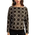 Trina Turk ππ Easy Going Metallic Knit Jacquard Top ~ Black Gold Silver XL NWT Photo 5