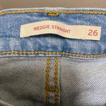 Levi's  Women's Wedgie Straight Distressed Button-Fly Blue Jeans Photo 2
