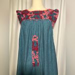Mi Golondrina Hand Embroidered Chambray Dress | S Blue Photo 8