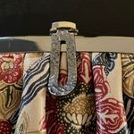 VTG Beautiful Floral Leather Clutch Sliver tone clasp Multi Photo 10